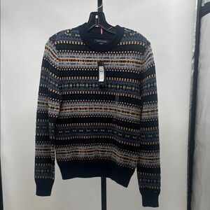 Tommy Hilfiger Men's Striped Crewneck Sweater - Navy and Multicolor